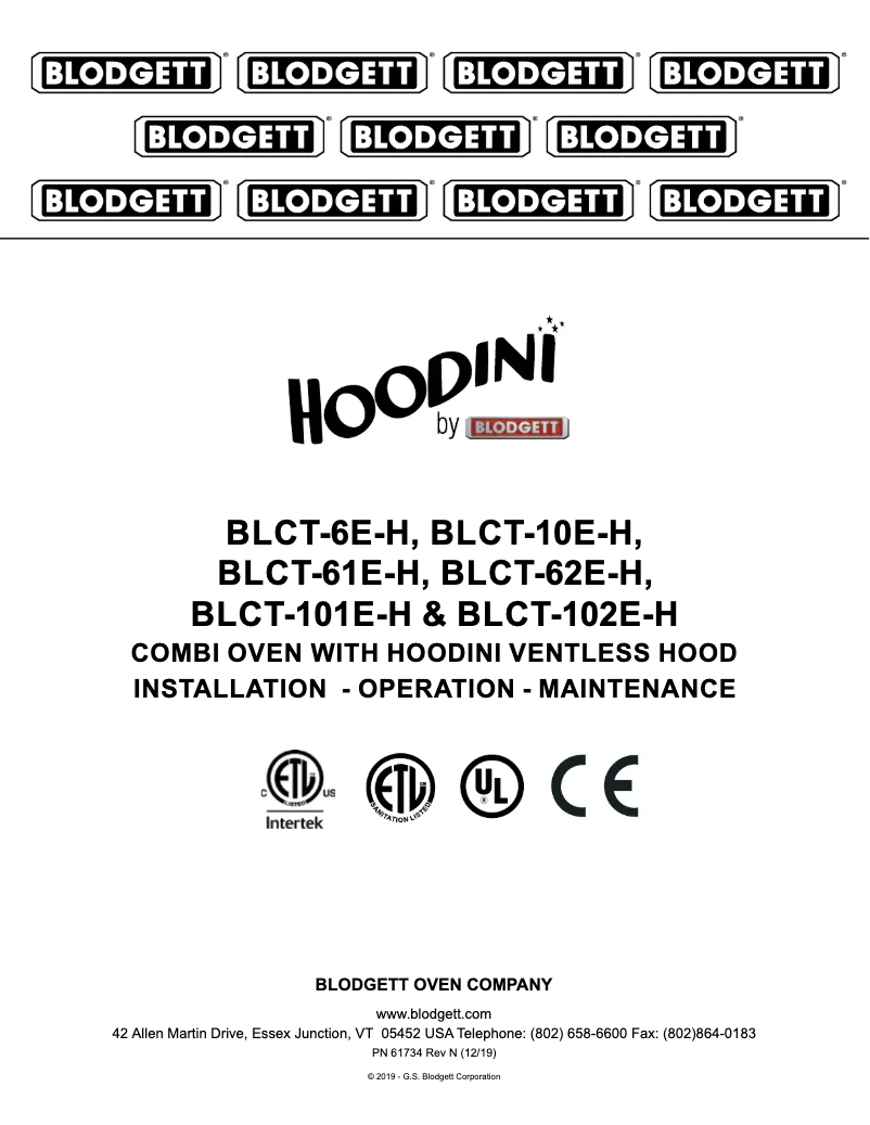 First page image of the manual for Hoodini BLCT-6E-H