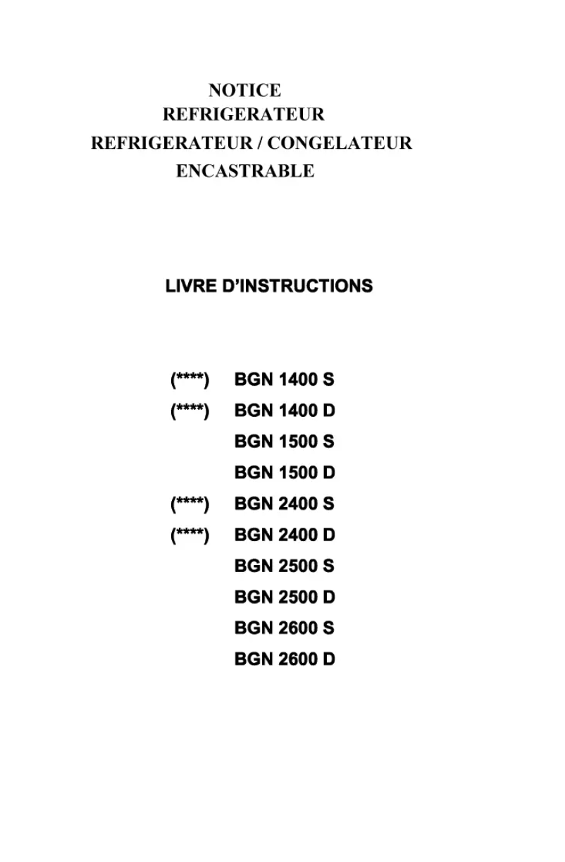 First page image of the manual for BGN2400S