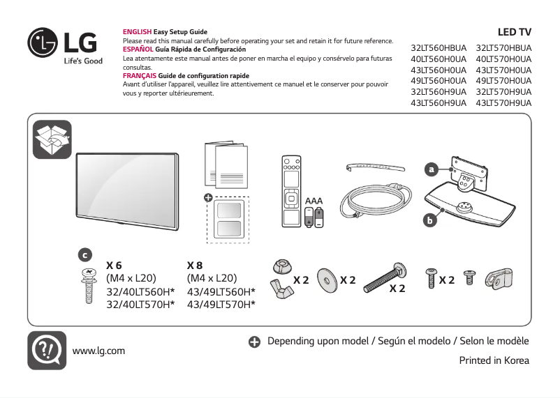 First page image of the manual for 43LT560H