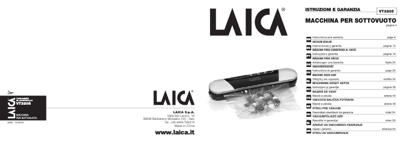 Page 1 de la notice Manuel utilisateur Laica VT3205