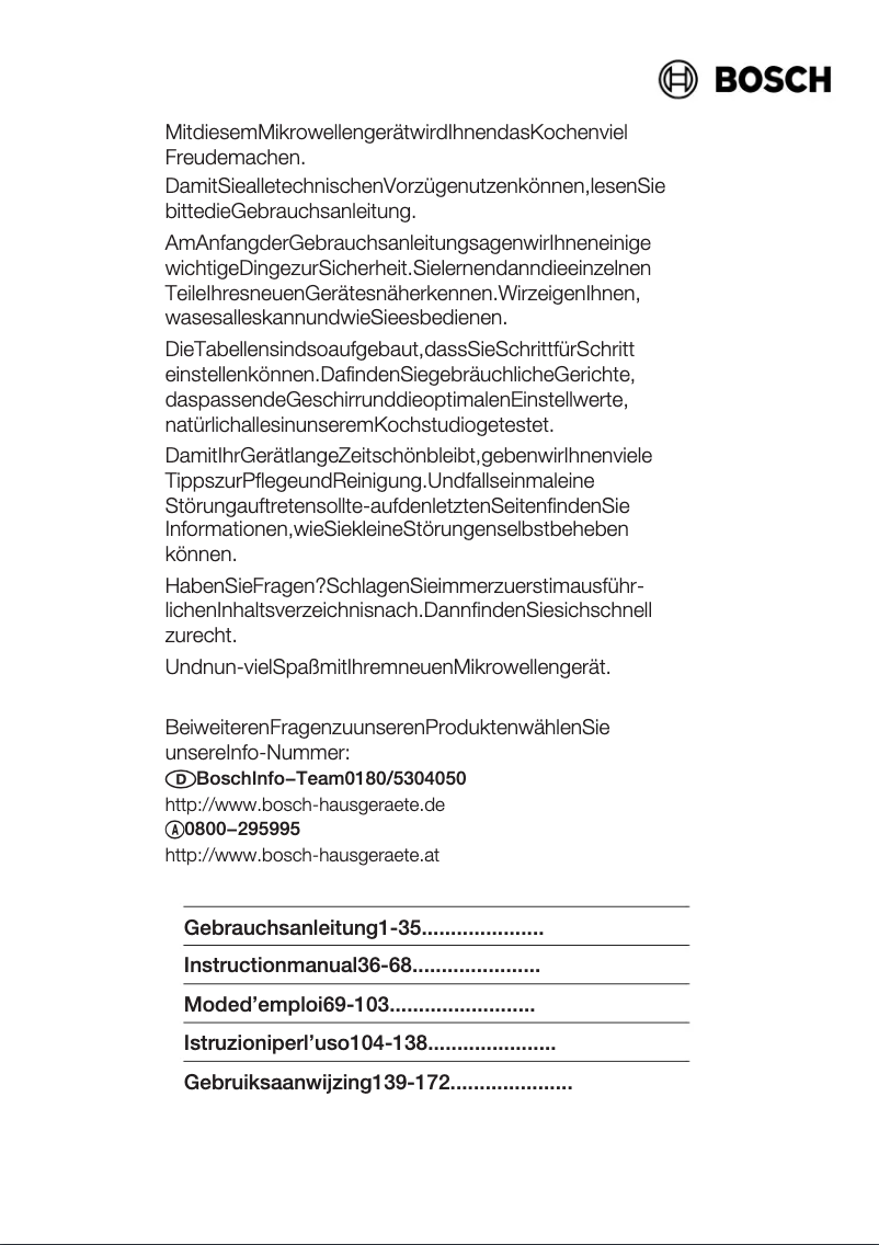 Page 1 of the manual User Manual Bosch HMT8651