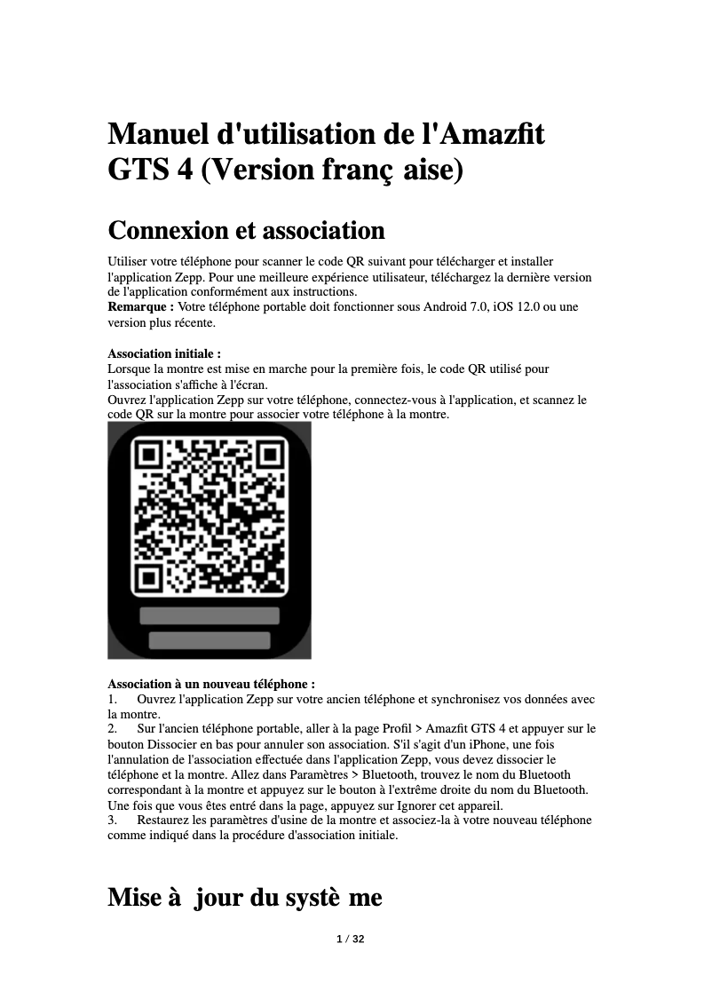 Page 1 of the manual Quick Start Guide Amazfit GTS 4
