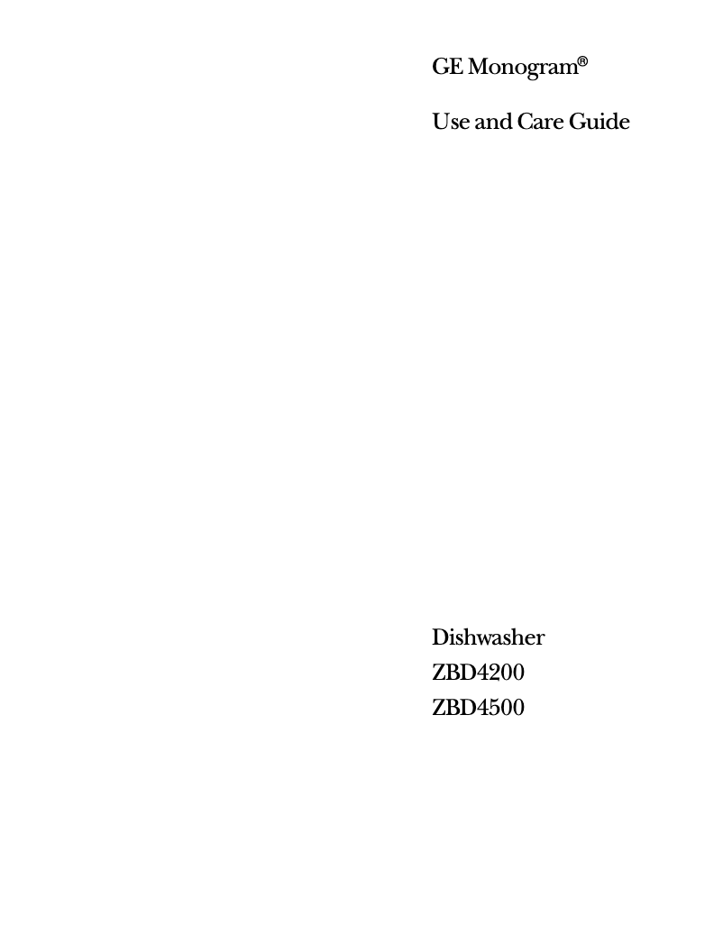 First page image of the manual for ZBD4200DBB