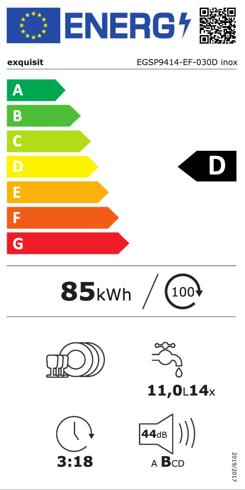 Page 1 of the manual User Manual Exquisit EGSP9414-EF-030D