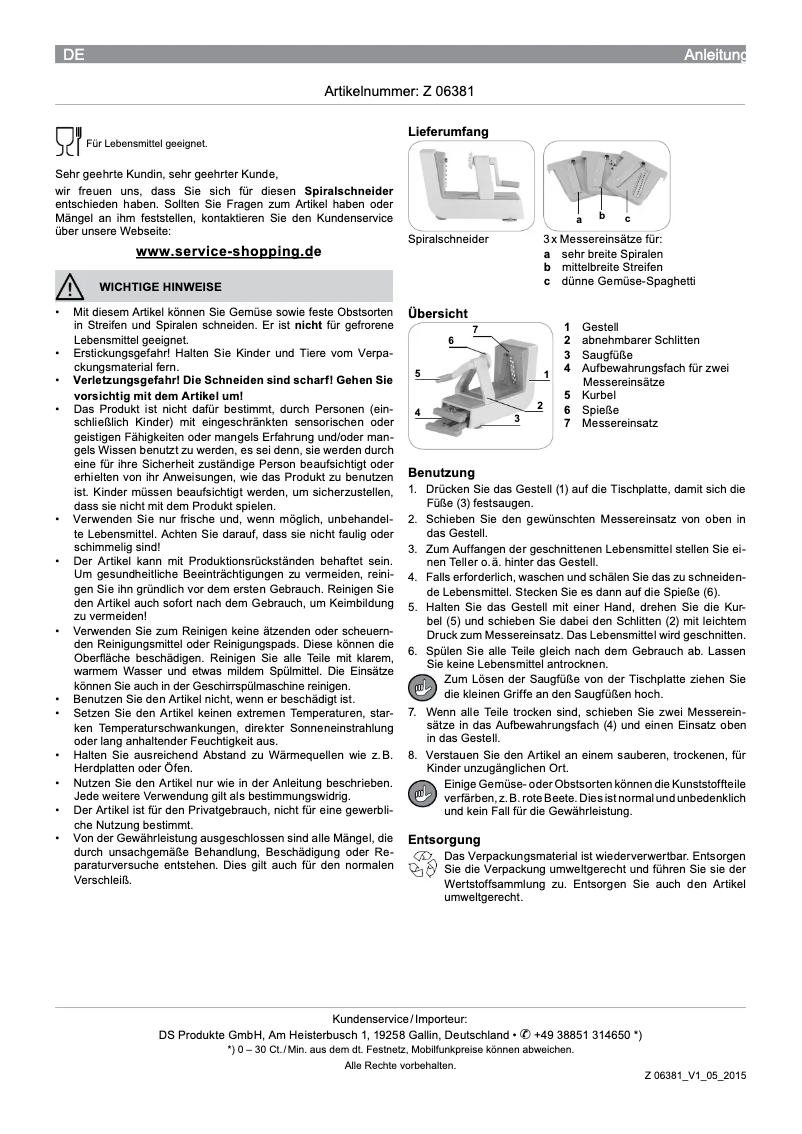 Page 1 de la notice Manuel utilisateur Gourmetmaxx 06381