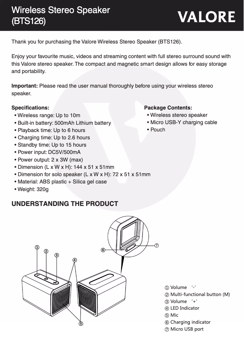 First page image of the manual for BTS126