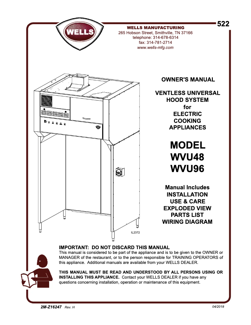 First page image of the manual for WVU96