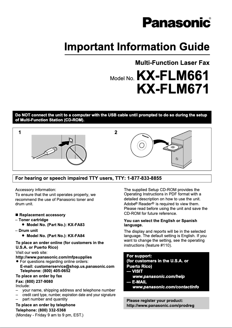 First page image of the manual for KX-FLM671