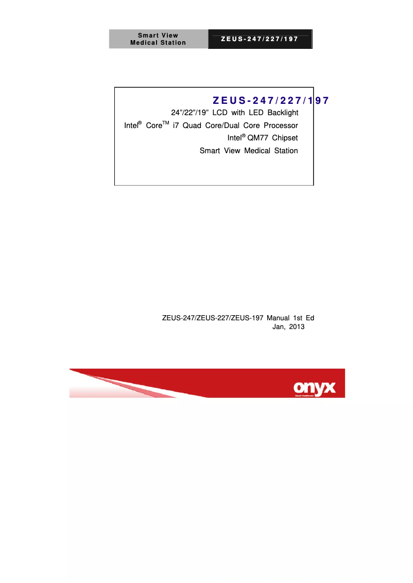 Page 1 of the manual User Manual Onyx Zeus 227S