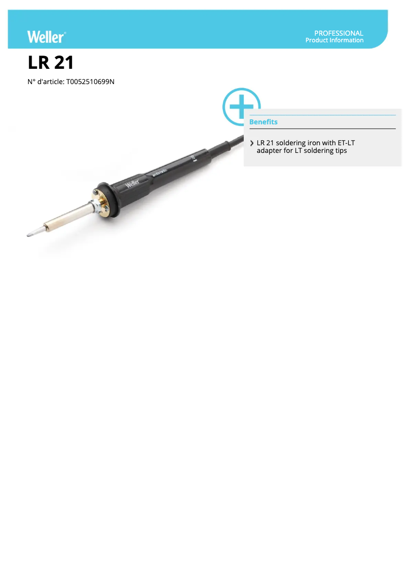 Page 1 of the manual Technical Sheet Weller LR 21