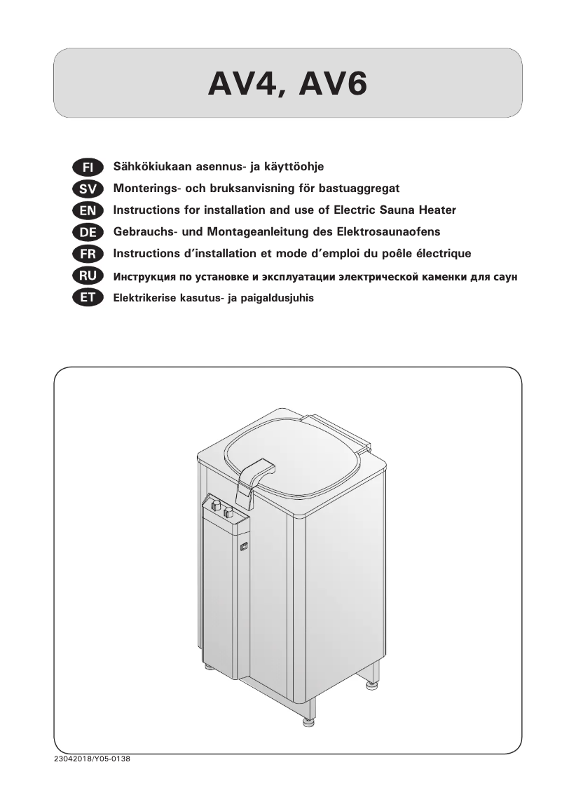 Page 1 of the manual User Manual Harvia Symphony AV6