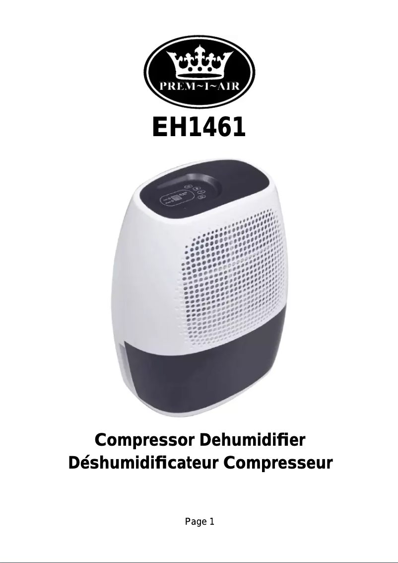 Page 1 of the manual User Manual Prem-I-Air EH1461