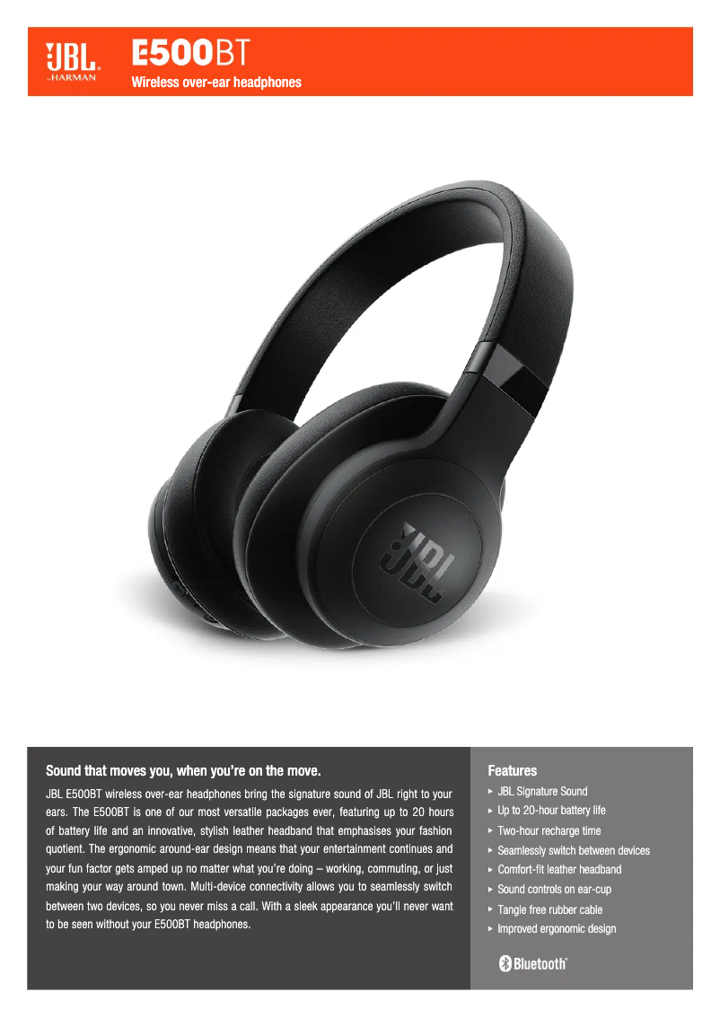 Page 1 of the manual User Manual JBL E500BT