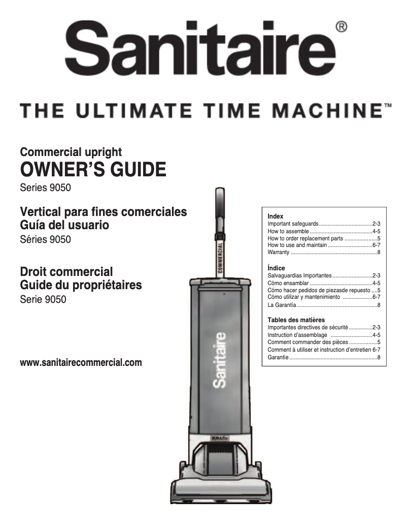 Page 1 of the manual User Manual Sanitaire DuraLite SC9050E
