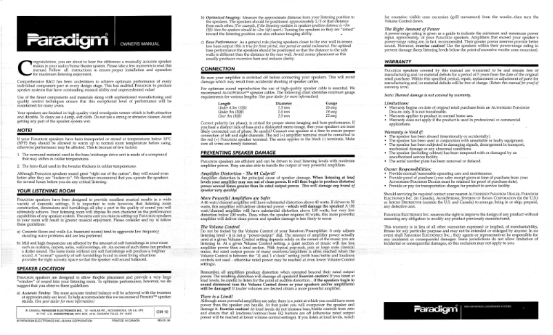Page 1 of the manual User Manual Paradigm Monitor 3 v1