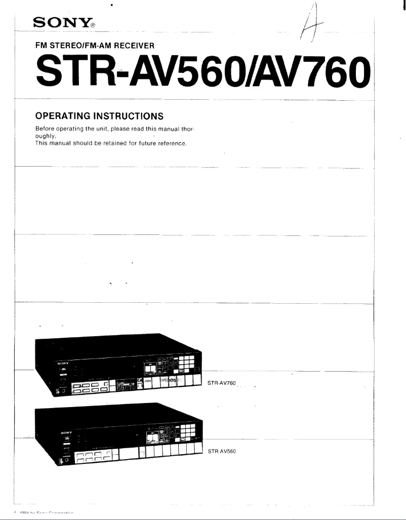 Page 1 of the manual User Manual Sony STR-AV560