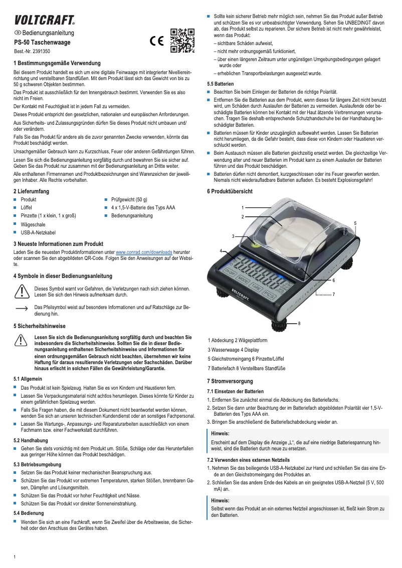 First page image of the manual for PS-50