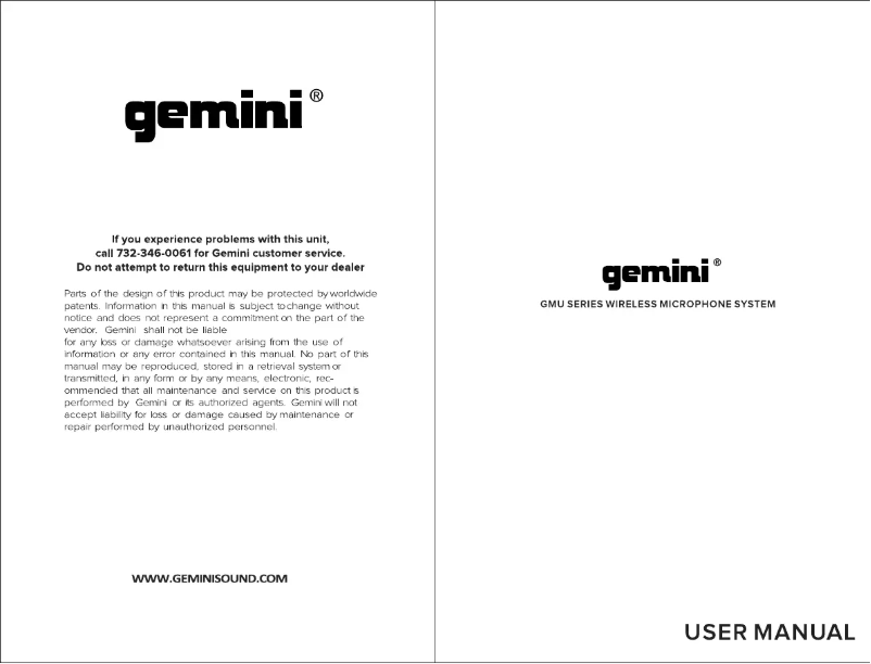 Page 1 of the manual User Manual Gemini GMU-M200