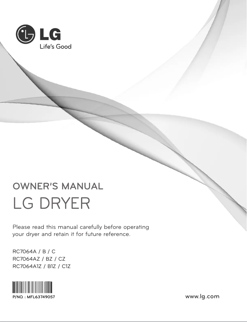 First page image of the manual for RC7064A