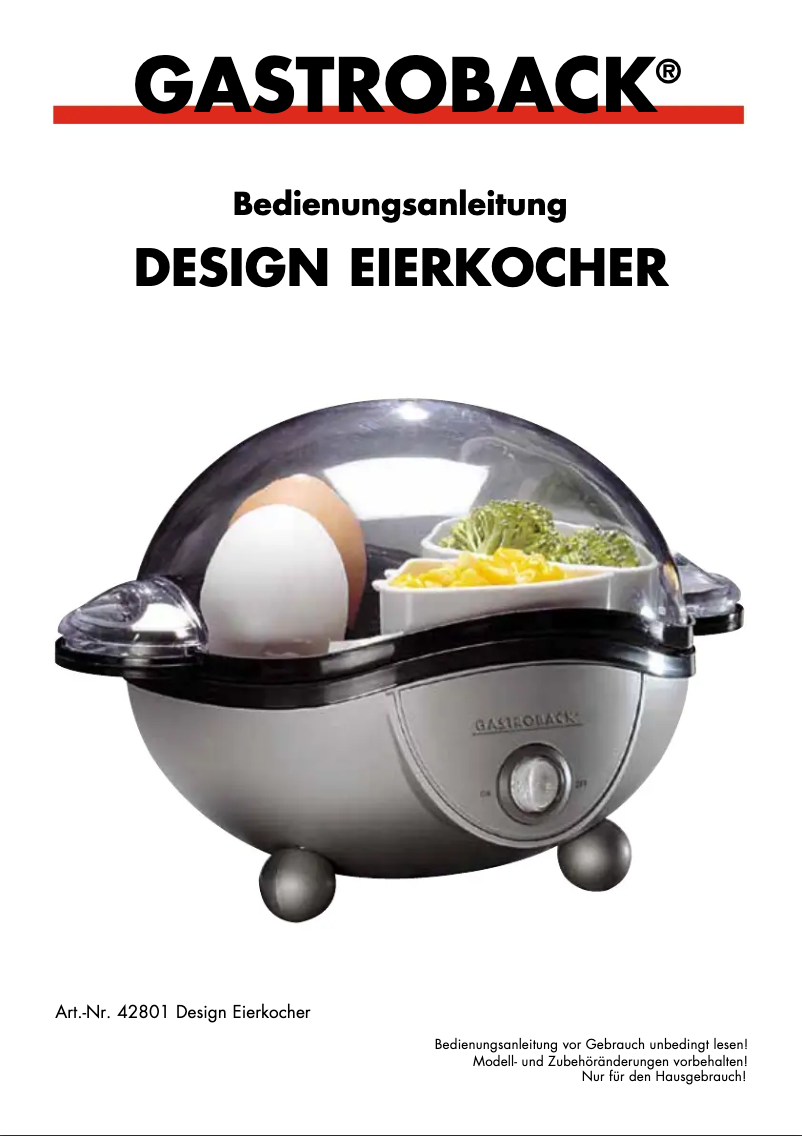 Page 1 of the manual User Manual Gastroback Design 42801