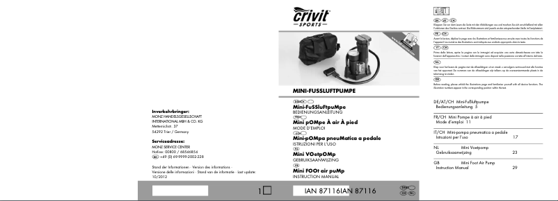 First page image of the manual for IAN 87116