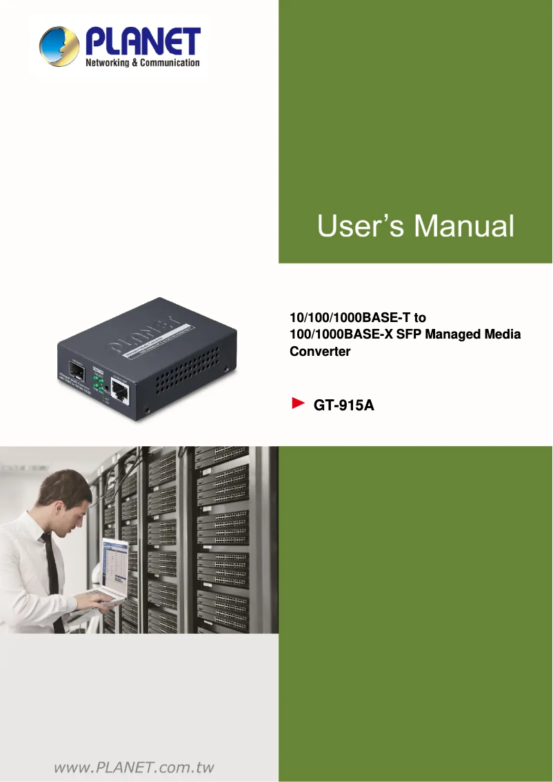 Page 1 of the manual User Manual Planet GT-915A