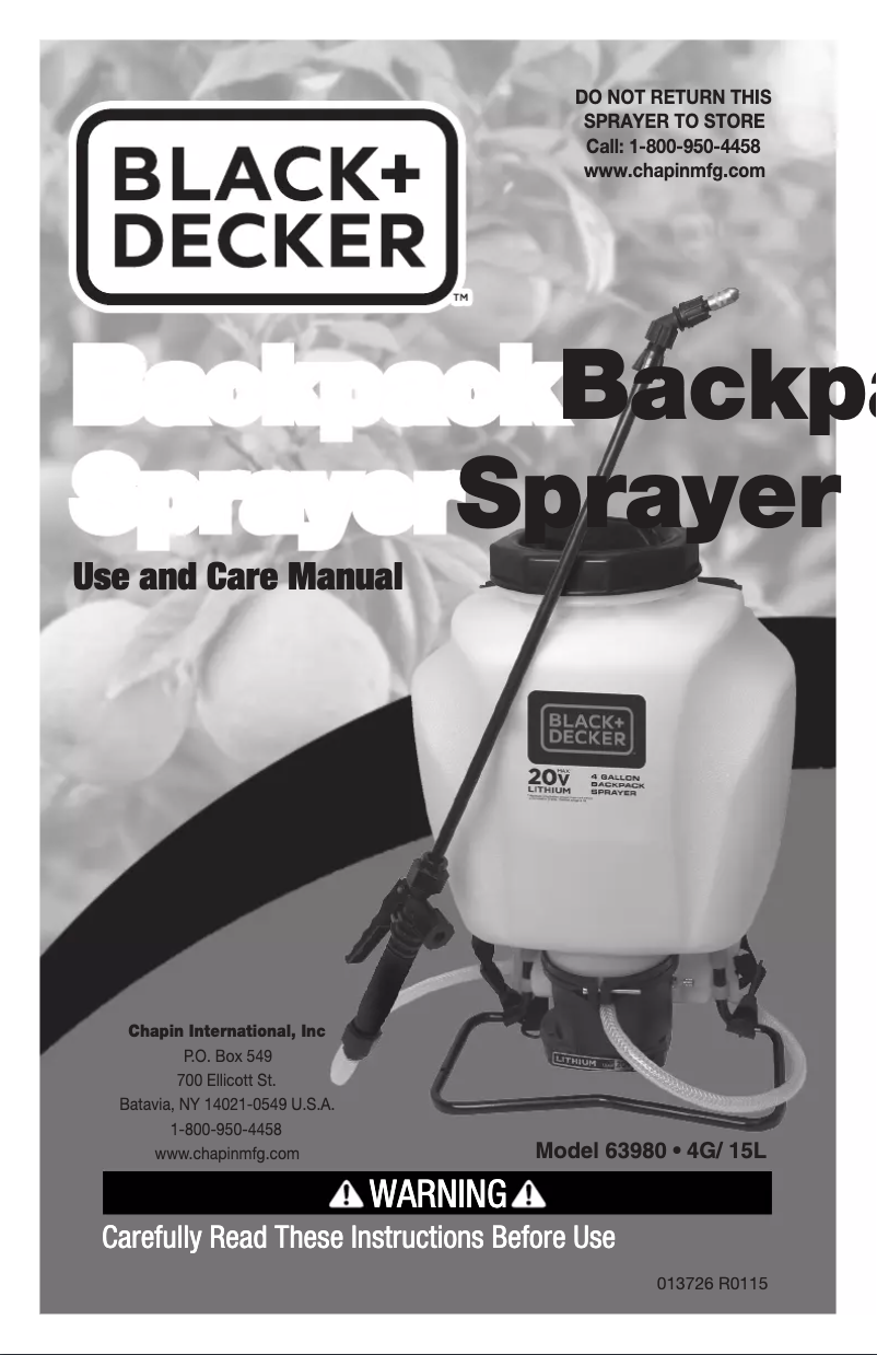 Page 1 of the manual User Manual Chapin 63980