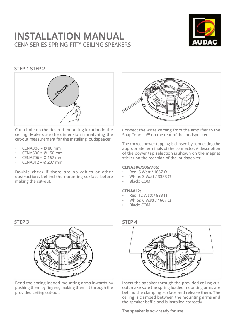 Page 1 of the manual User Manual Audac CENA710D