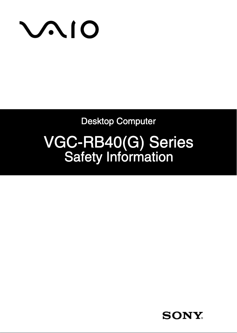 Page 1 of the manual Safety Instructions Sony Vaio VGC-RB45G
