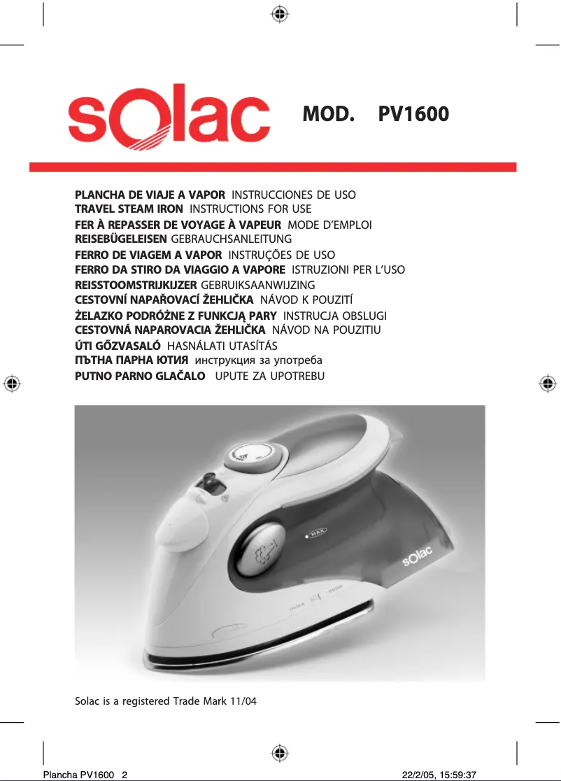 Page 1 of the manual User Manual Solac PV1600