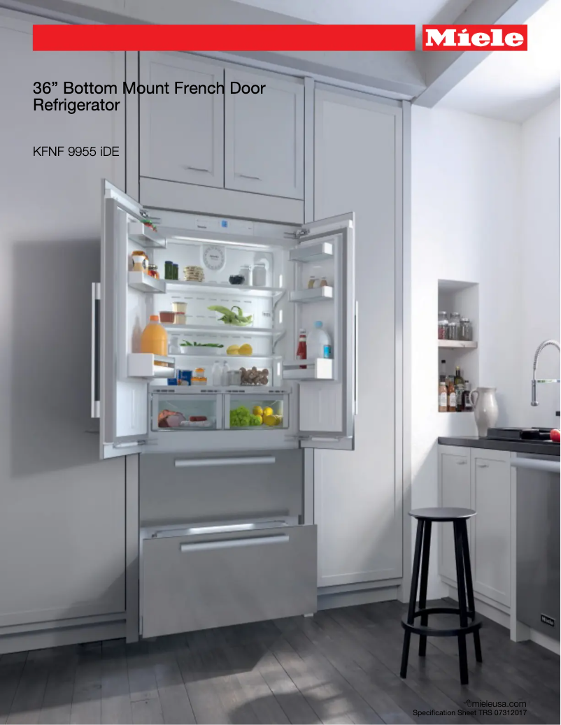 Page 1 of the manual Technical Sheet Miele KFNF 9955 IDE