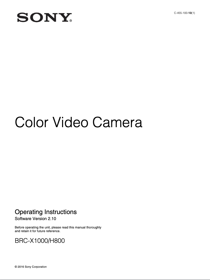 First page image of the manual for BRC-H800