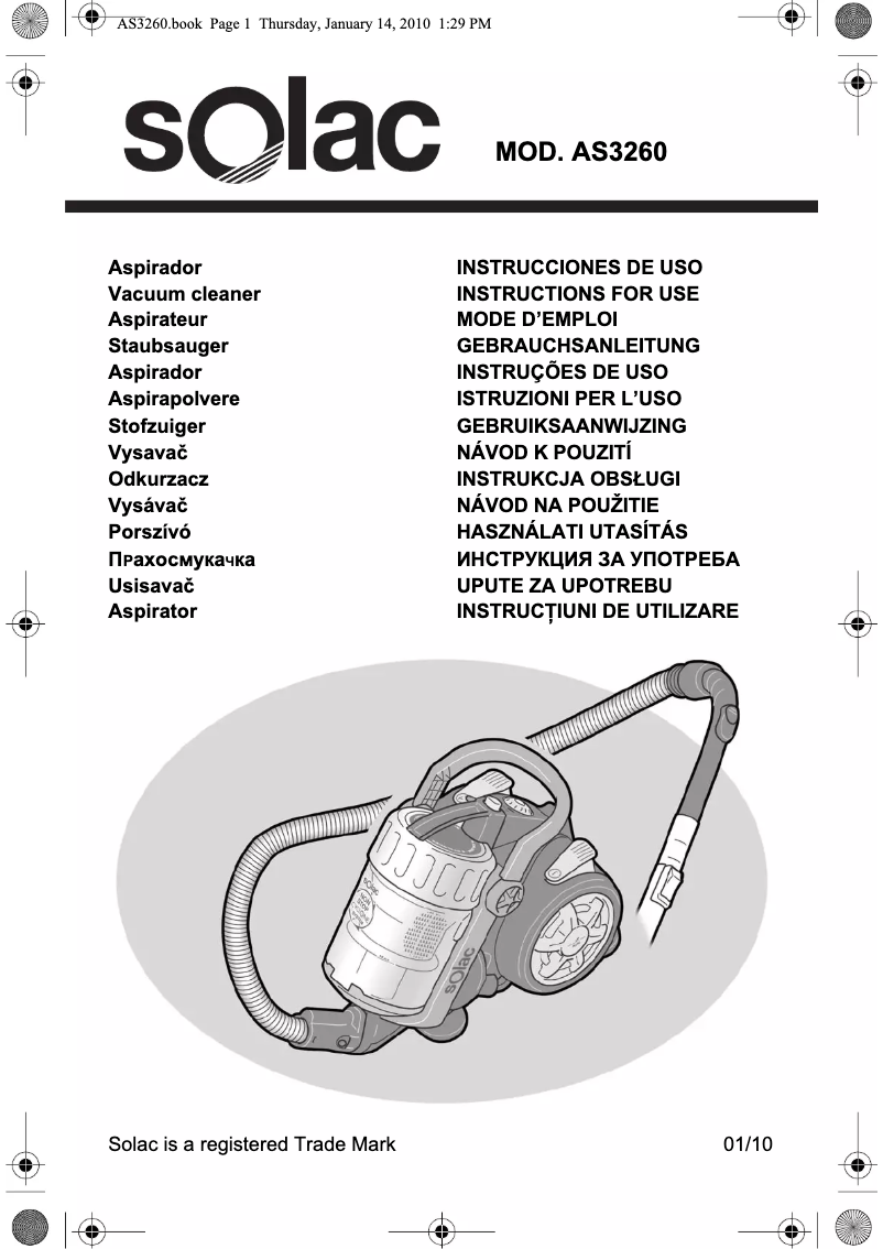 First page image of the manual for Multicyclonic AS3260