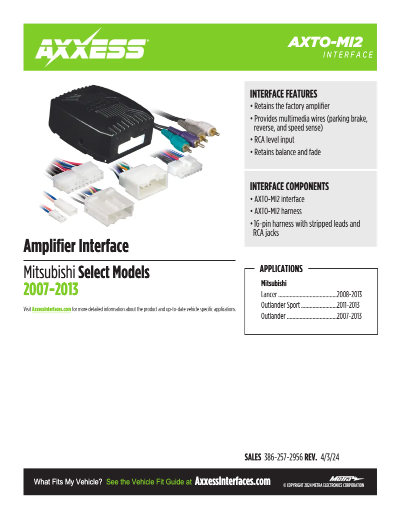 First page image of the manual for AXTO-MI2