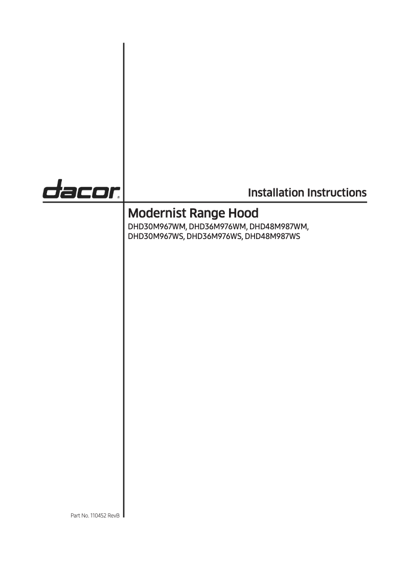 Page 1 of the manual Installation Guide Dacor Modernist DHD30M967WM