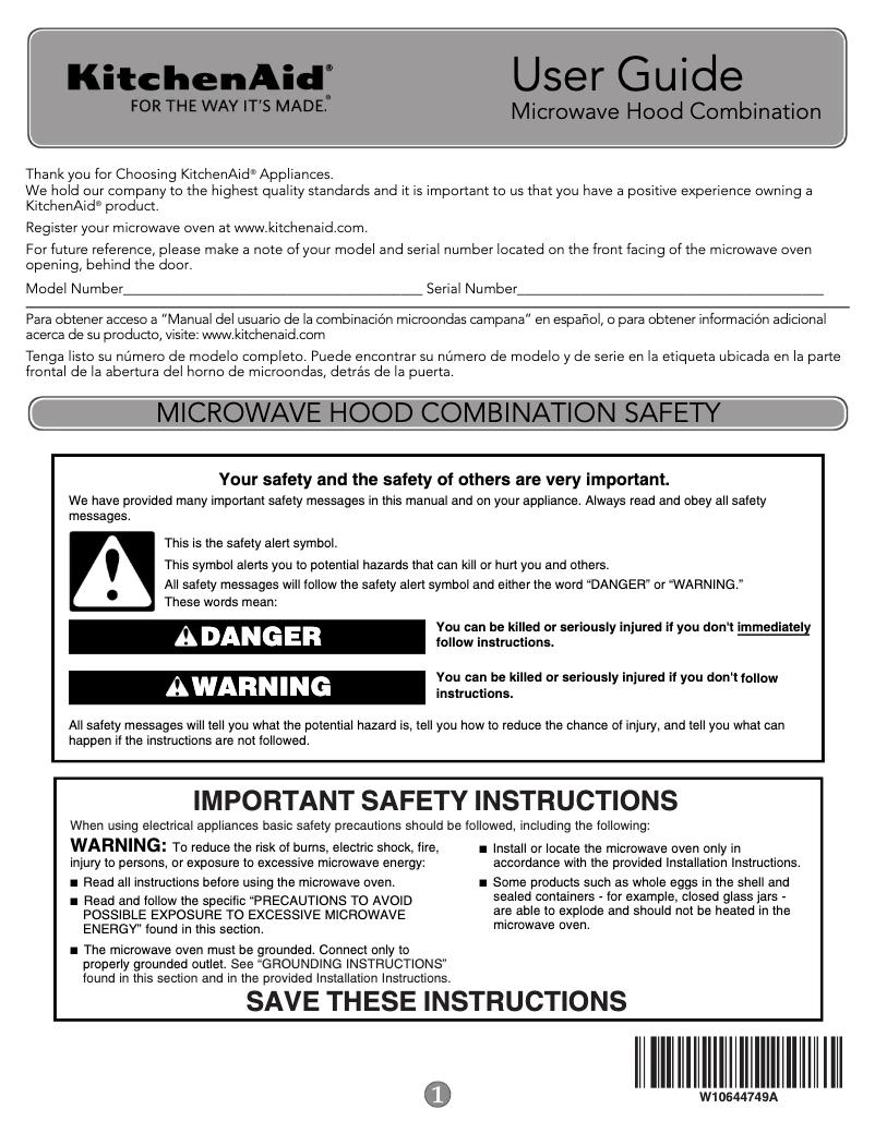 Page 1 of the manual Use and Maintenance Manual KitchenAid KMHC319ESS