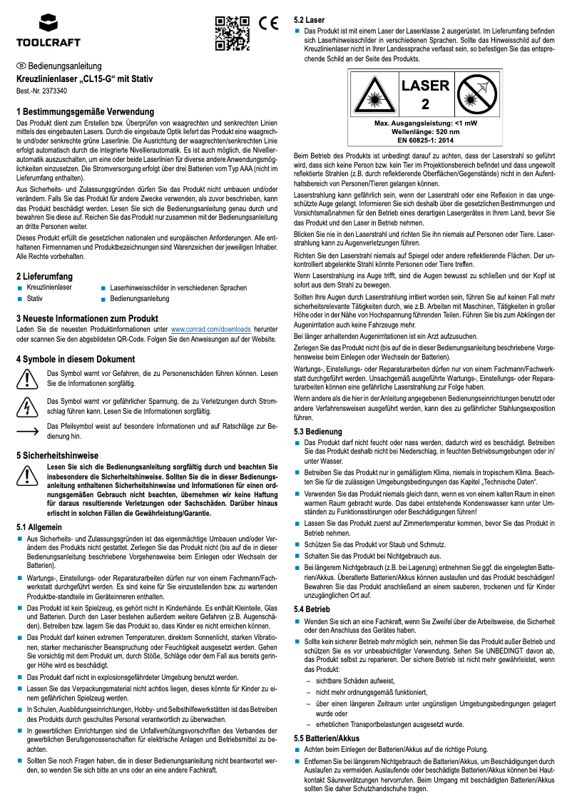 First page image of the manual for CL15-G