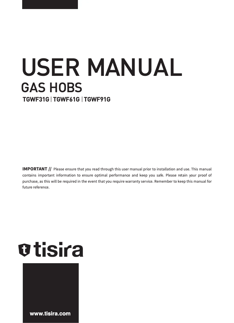 First page image of the manual for TGWF31G