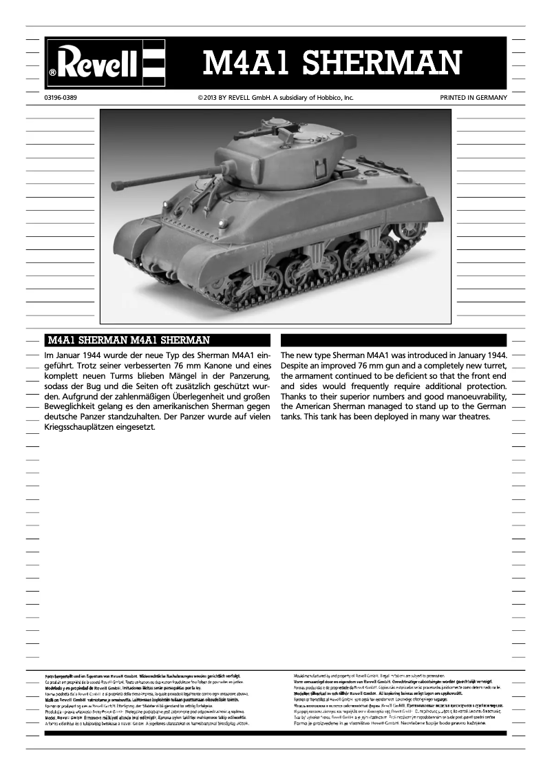First page image of the manual for M4A1 Sherman