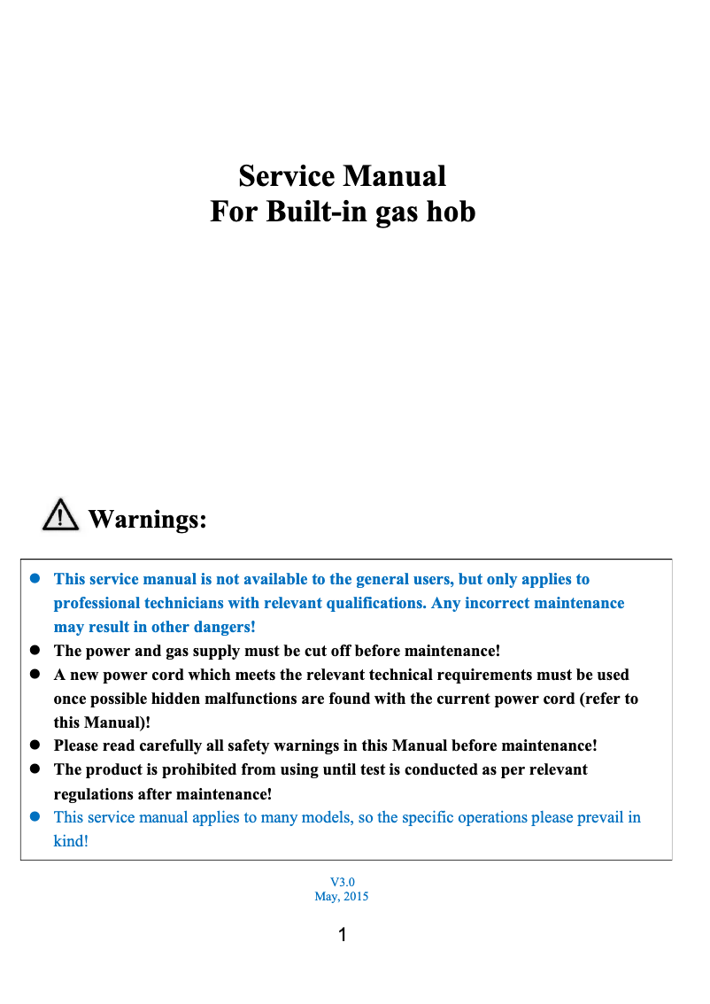 Page 1 of the manual User Manual ElectriQ IQGH604W