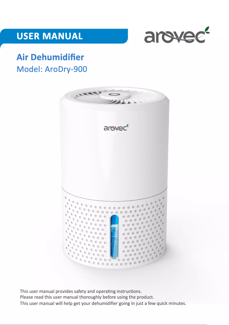 Page 1 of the manual User Manual Arovec AroDry-900