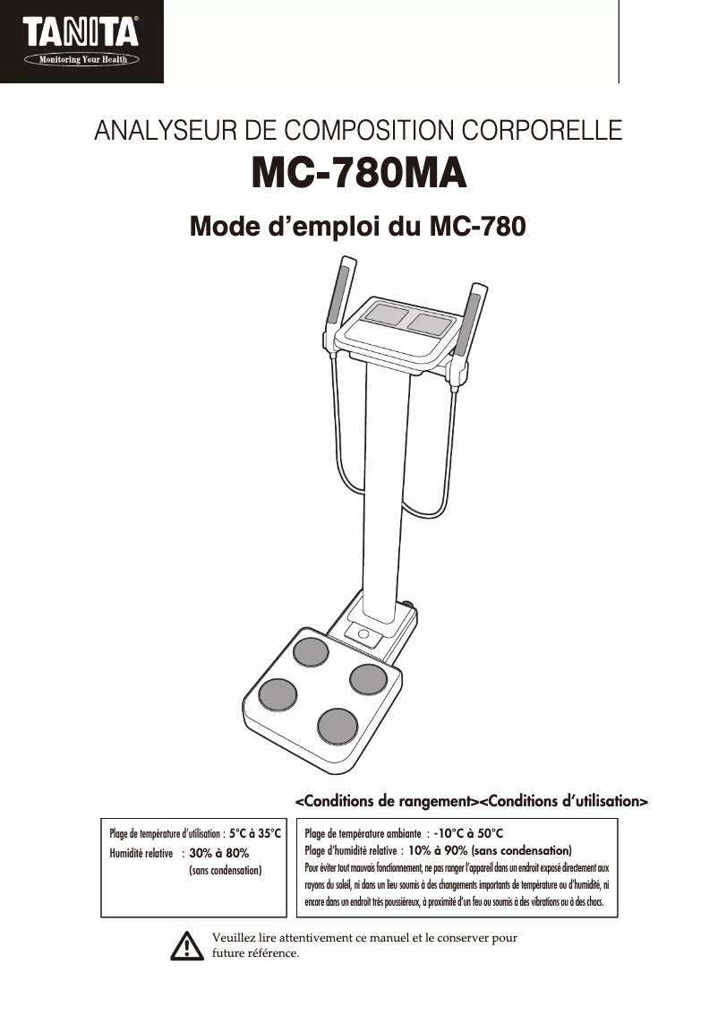 Page 1 of the manual User Manual Tanita MC-780MA