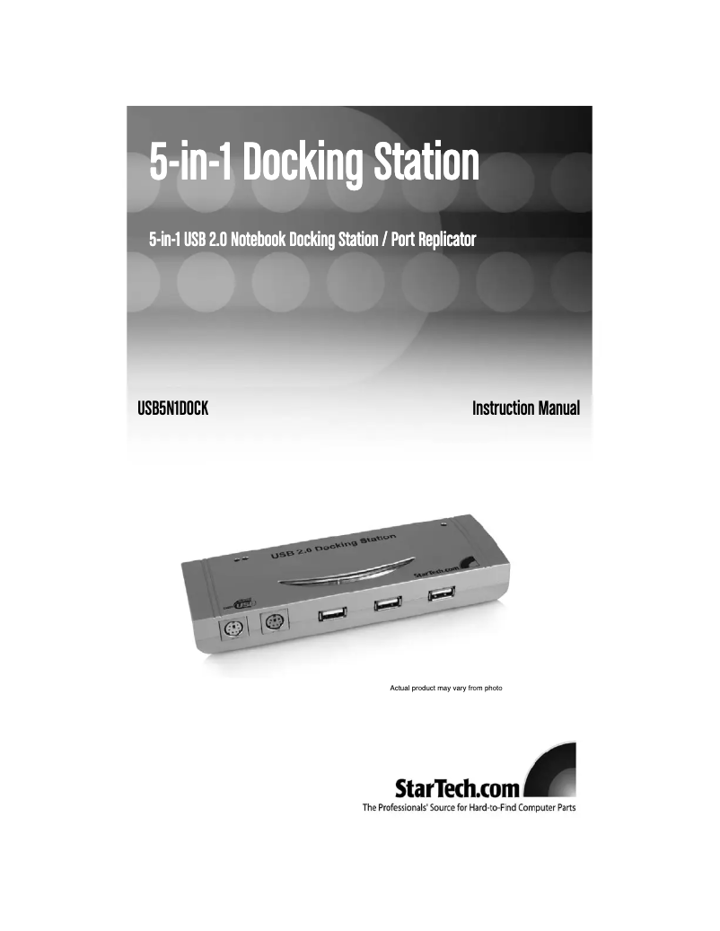First page image of the manual for USB5N1DOCK