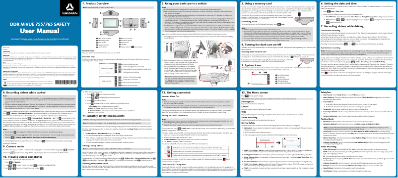 Page 1 of the manual User Manual Navman MiVue 765 SAFETY