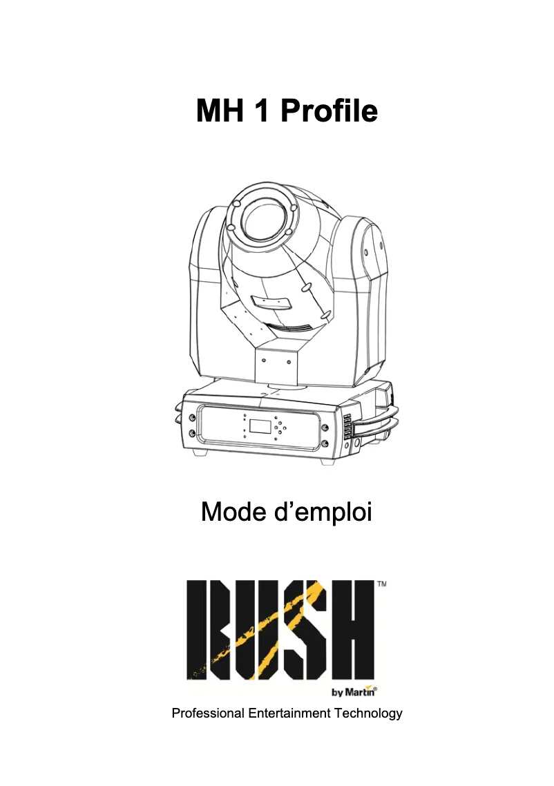 First page image of the manual for RUSH MH 1 Profile