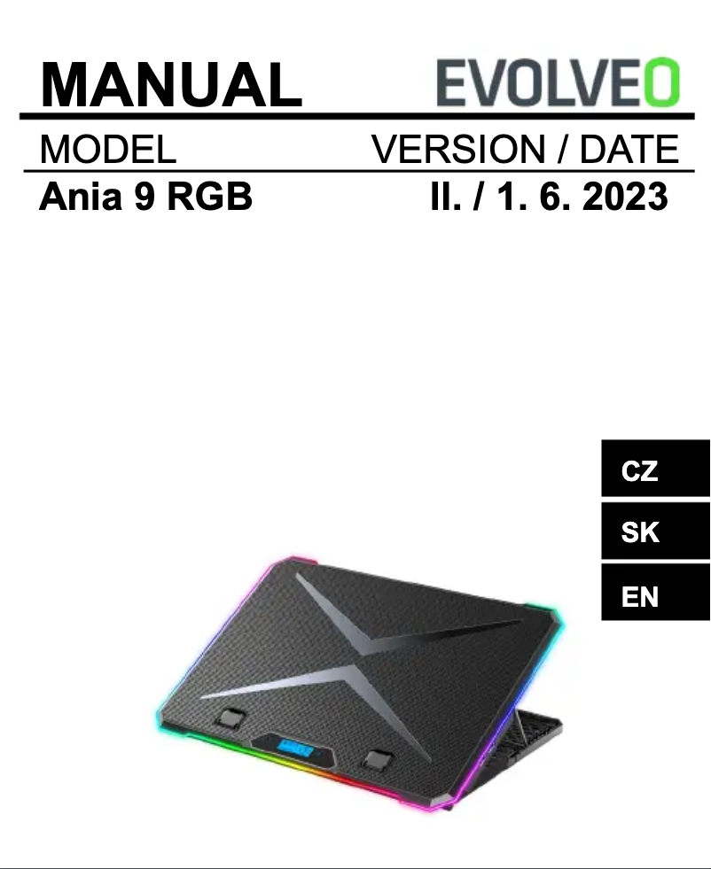 First page image of the manual for Ania 9 RGB