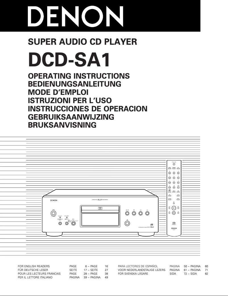 First page image of the manual for DCD-SA1