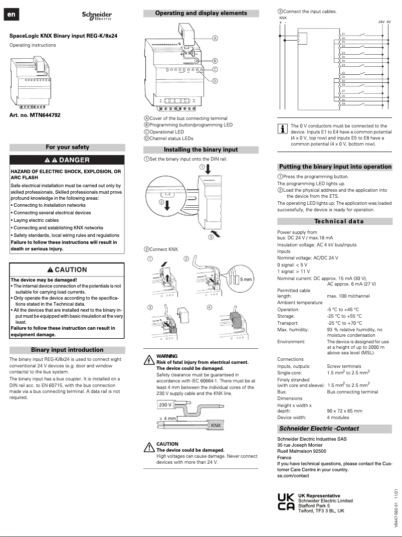 Page 1 of the manual User Manual Schneider MTN644792