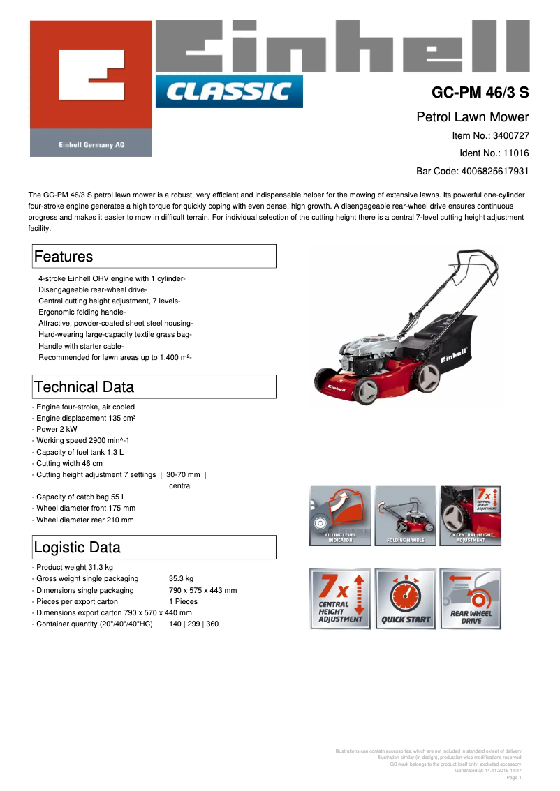 First page image of the manual for GC-PM 46/3 S