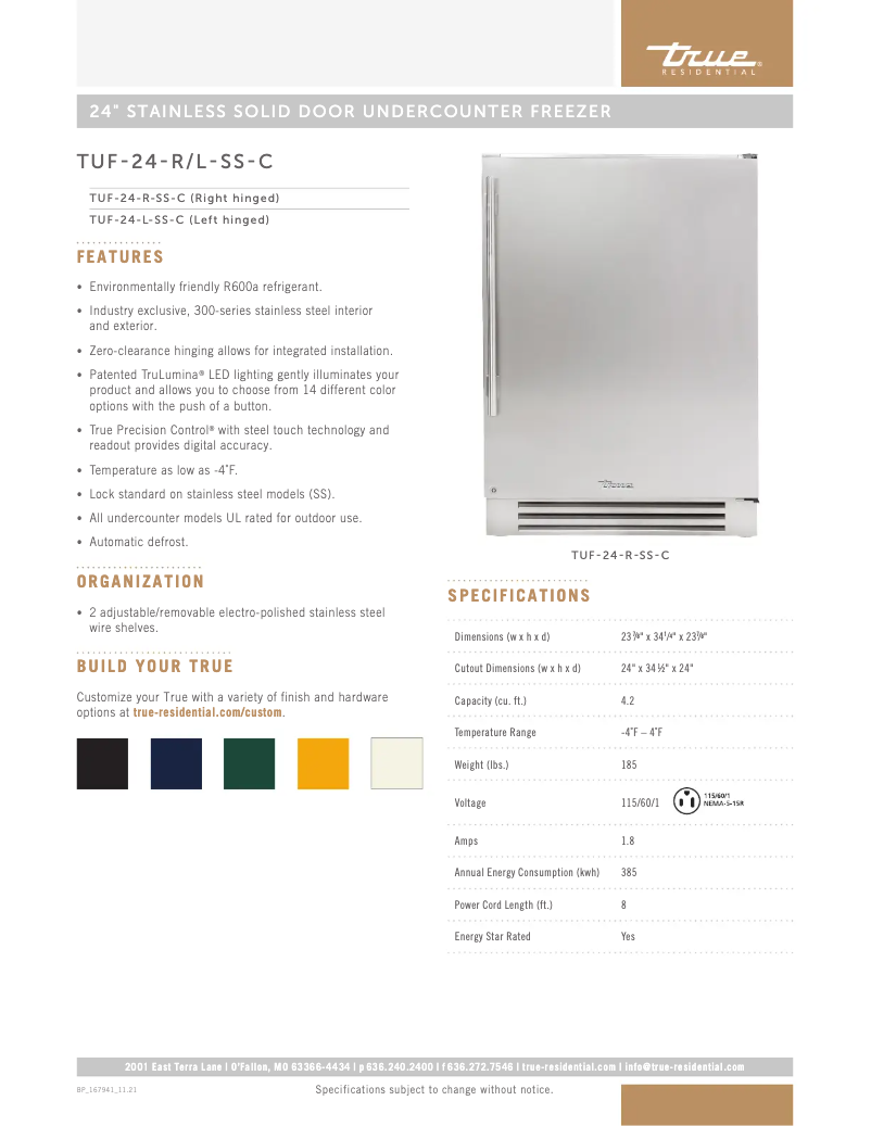 First page image of the manual for TUF-24-R-SS-C